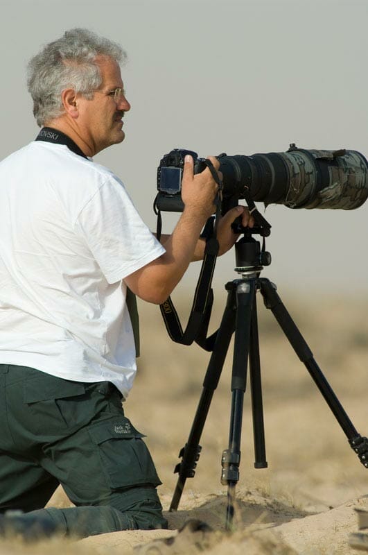 Axel, a visiting birder from Germany, in action ready to take photographs